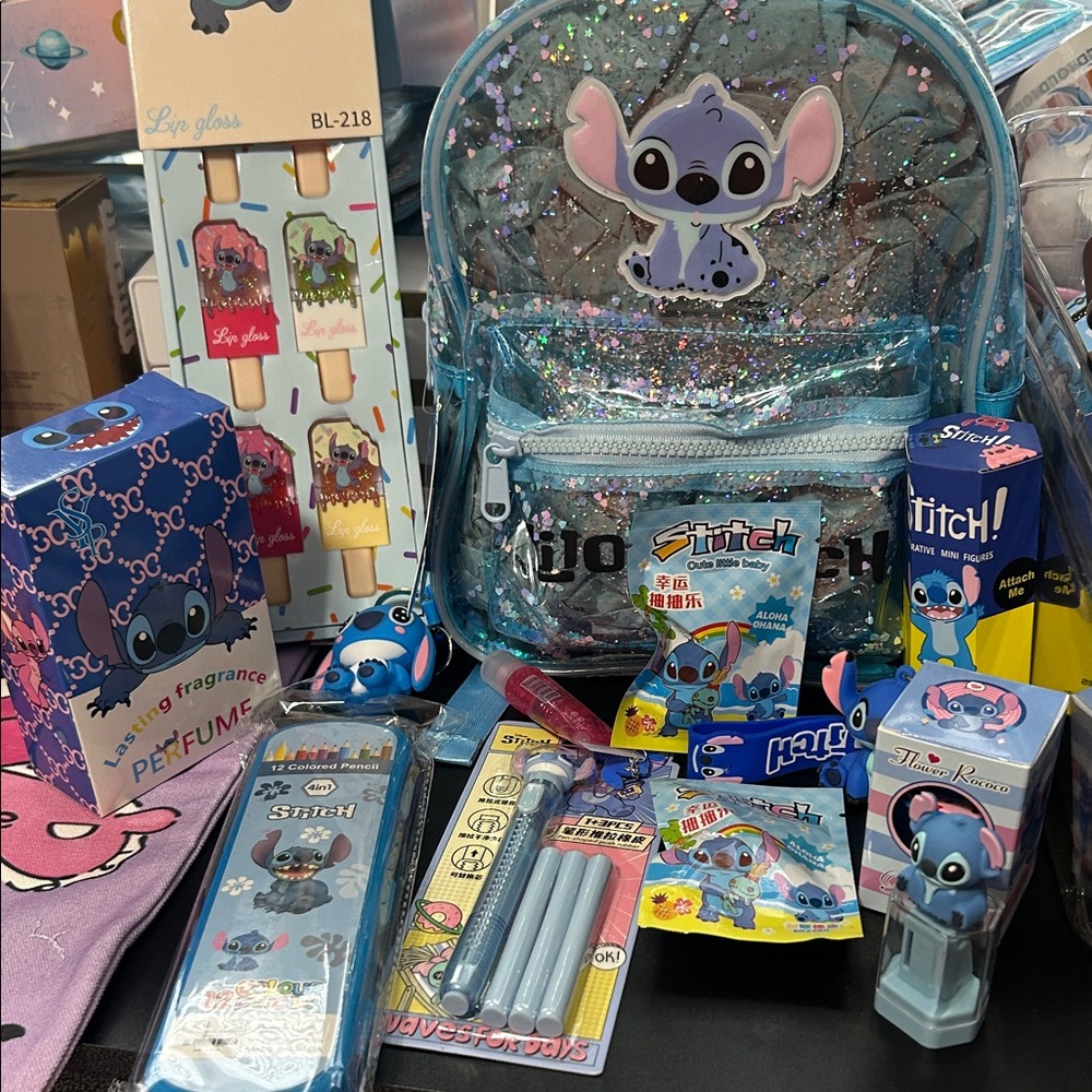 Stitch Blue  Backpack and accessories